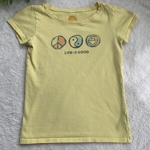 Life Is Good Yellow Girls T-shirt 7/8